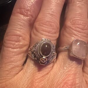Garnet sterling silver poison ring